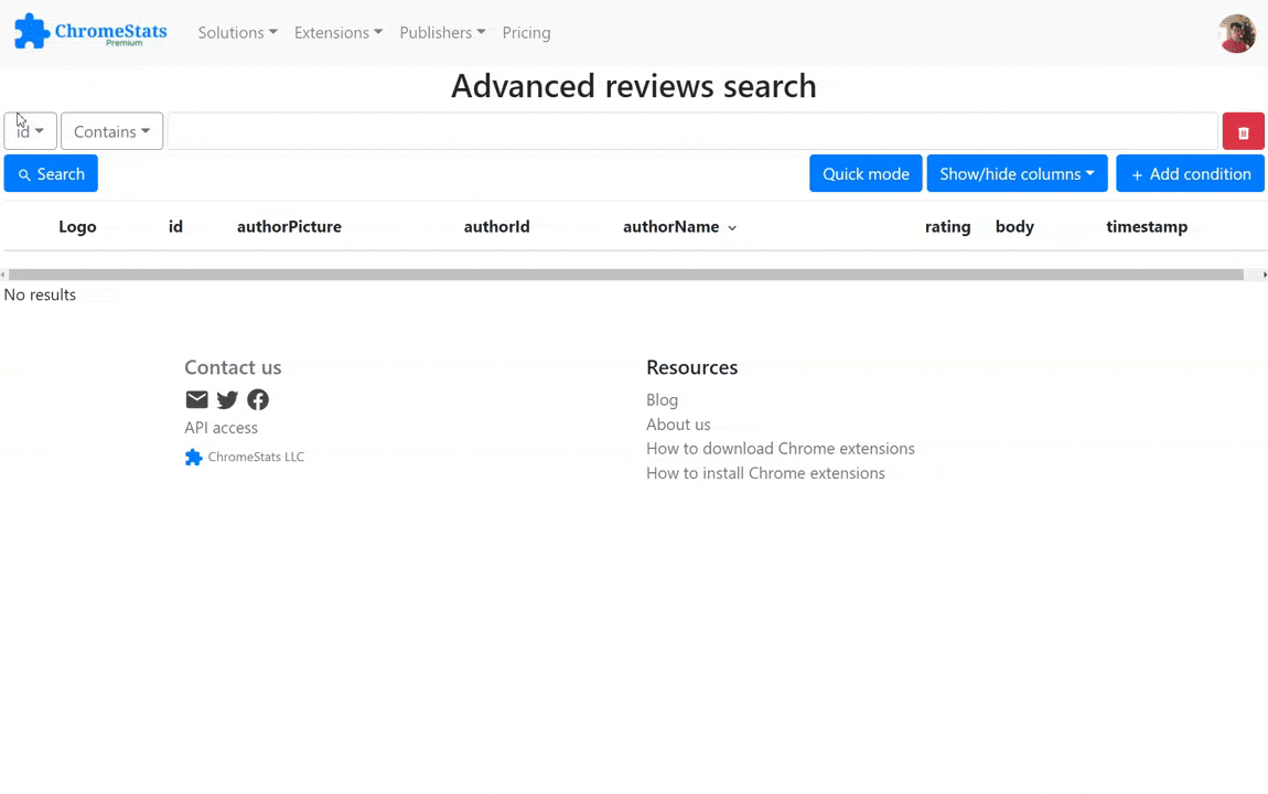 Advanced reviews search demo