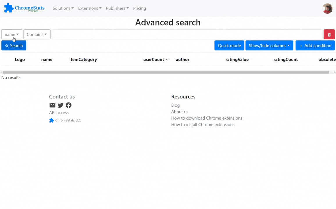 Advanced search demo