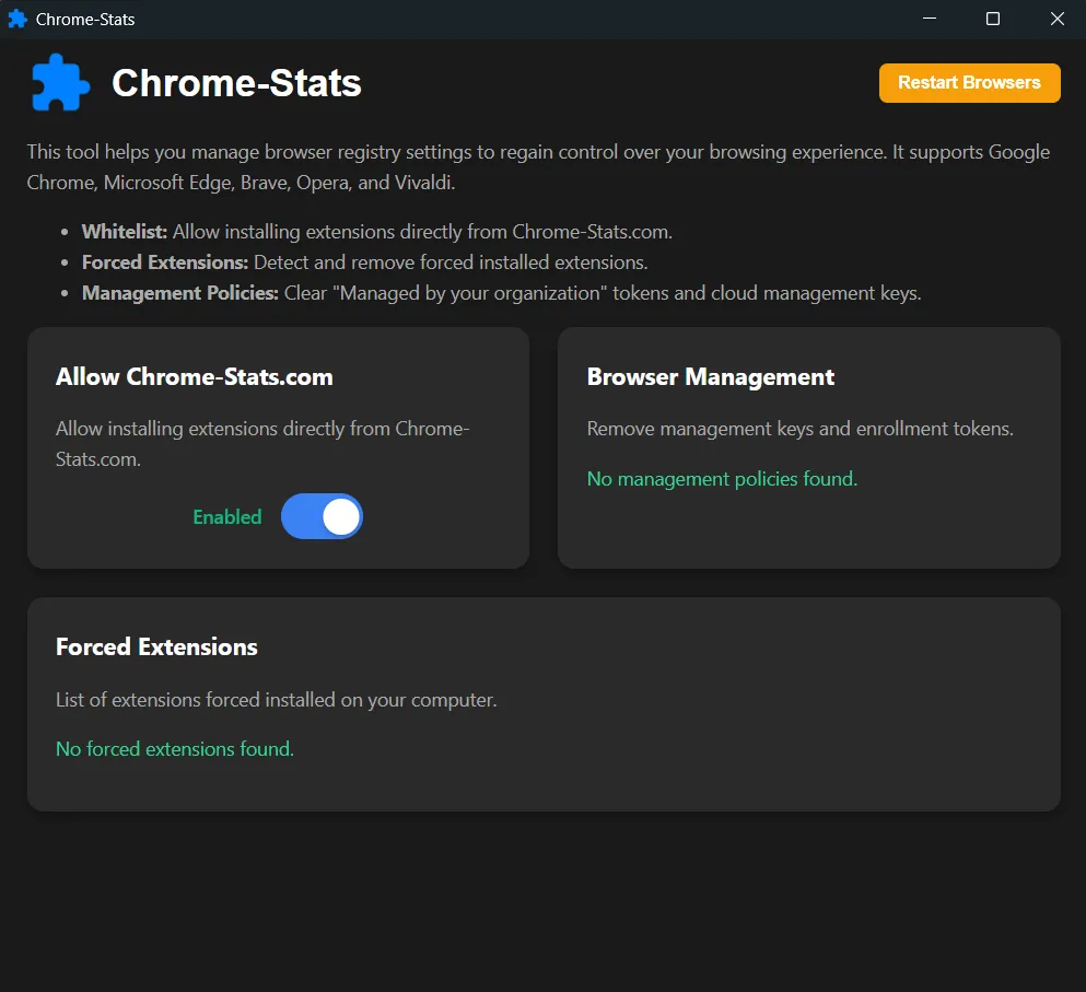 Chrome-Stats Extension Helper Screenshot